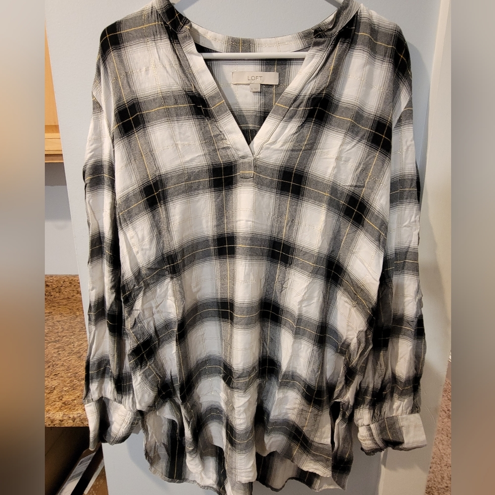 Loft XL Tunic Shirt Black & White